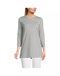 Женская хлопковая туника Supima с рукавом 3/4, серый Lands' end
