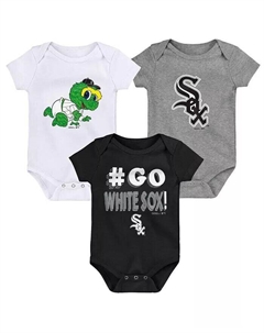 Комплект из 3 боди унисекс для младенцев, черно-белый и серый Chicago White Sox Born To Win Outerstuff