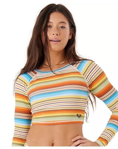 Укороченный полосатый топ-рашгард для юниоров, мультиколор Roxy