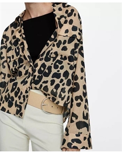 Женская рубашка с анималистичным принтом, коричневый/бежевый Mango