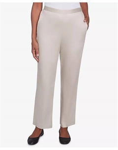 Брюки средней длины из атласа Petite, коричневый/бежевый Alfred dunner