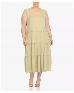 Платье миди с круглым вырезом большого размера, зеленый White mark