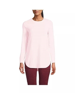 Женская влагоотводящая топ-туника с длинными рукавами и защитой от солнца UPF, розовый Lands' end