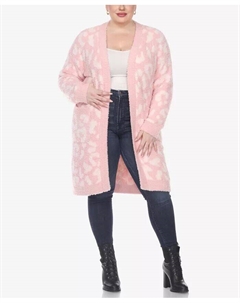 Свитер из шерпы с леопардовым принтом и открытым передом больших размеров, мультиколор White mark