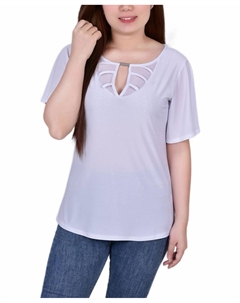 Трикотажный топ petite mesh с развевающимися рукавами, белый Ny collection