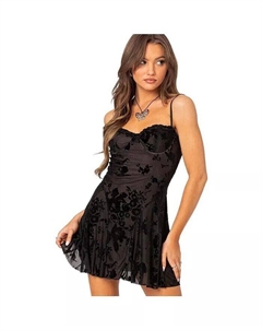 Женское бархатное мини-платье Marnie с вышивкой, черный Edikted