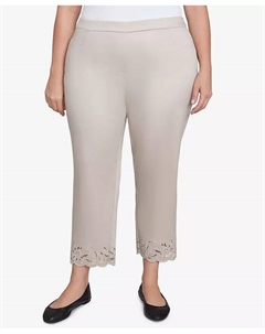 Брюки до щиколотки с вырезом и цветочным принтом больших размеров, коричневый/бежевый Alfred dunner