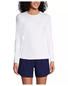 Женский длинный свободный рашгард с длинным рукавом UPF 50, белый Lands' end