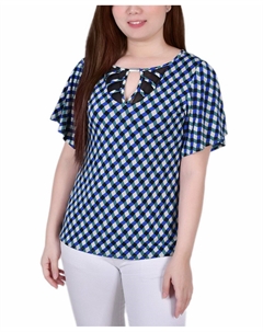 Трикотажный топ petite mesh с развевающимися рукавами, мульти Ny collection