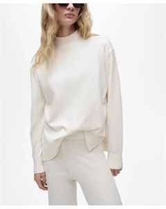 Женский вязаный свитер с воротником Perkins, коричневый/бежевый Mango