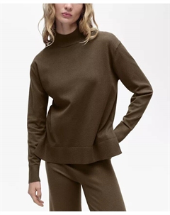 Женский вязаный свитер с воротником Perkins, коричневый/бежевый Mango