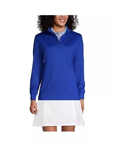Женский свитшот Active Performance с застежкой-молнией на четверть, синий Lands' end