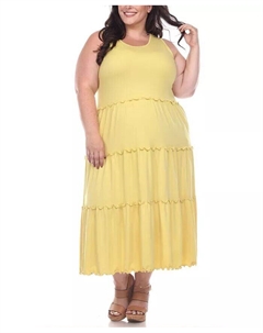 Платье миди с круглым вырезом большого размера, желтый White mark