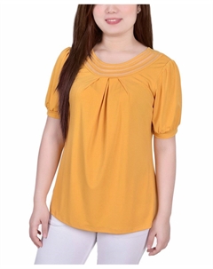 Сетчатый топ petite с короткими пышными рукавами и вставками, мульти Ny collection