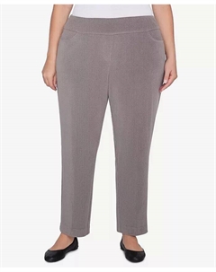 Плюс Размер Копенгаген Трикотажные Вельветовые Искусственная Губка Надеваемые Брюки Средней Длины, серый Alfred dunner
