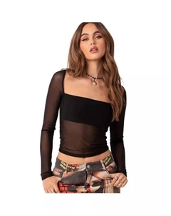 Женский сетчатый топ с квадратным вырезом и длинными рукавами Edikted