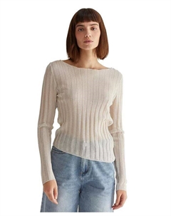 Женский прозрачный свитер в рубчик Ellie, серый Crescent