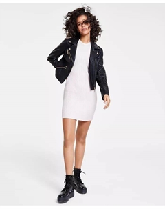 Женская укороченная байкерская куртка из искусственной кожи Venom и платье-свитер без рукавов в рубчик, мультиколор Guess