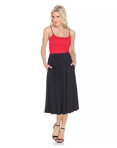 Расклешенная юбка миди с карманами, черный White mark