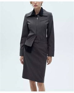 Женская юбка-карандаш в тонкую полоску, серый Mango