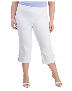 Брюки-капри больших размеров со шнуровкой по бокам, белый Jm collection