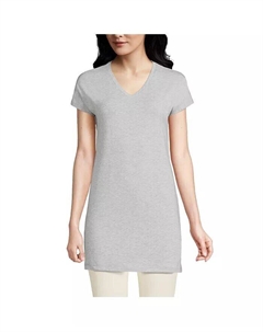 Удлиненная легкая туника из джерси Petite, серый Lands' end