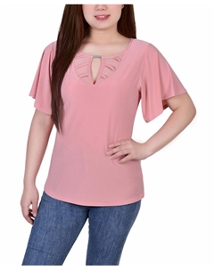 Трикотажный топ petite mesh с развевающимися рукавами, мульти Ny collection