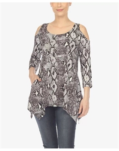 Женская туника с открытыми плечами и принтом под змею, белый White mark