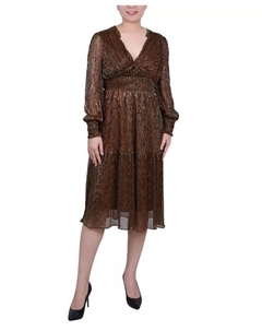 Женское плиссированное сетчатое платье с длинными рукавами, коричневый Ny collection