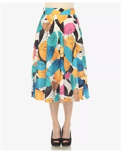 Женская винтажная расклешенная юбка миди с принтом листьев, желтый White mark