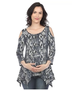 Туника для беременных с открытыми плечами и принтом змеи, серый White mark