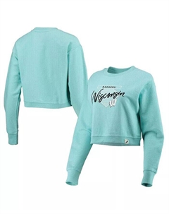 Женский голубой укороченный пуловер с ворсом Wisconsin Badgers League collegiate wear