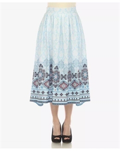 Женская юбка миди в складку с принтом «Бордюр», синий White mark