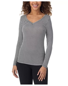 Женский топ из мягкой одежды стрейч с v-образным вырезом, бежевый Cuddl duds