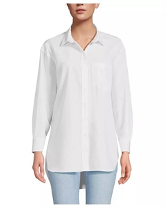 Женская удлиненная туника из нескользящего поплина, белый Lands' end