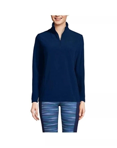 Женский флисовый пуловер с молнией на четверть для любой погоды, черный Lands' end