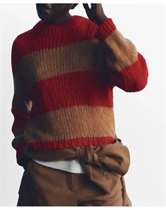 Женский плотный трикотажный полосатый свитер, красный Mango