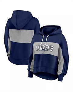 Женский темно-синий пуловер с капюшоном New York Yankees Fanatics