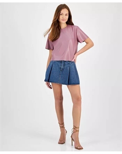 Женский топ из искусственной кожи Ezra и джинсовая юбка Marlowe, бежевый Steve madden