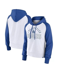 Женский пуловер с капюшоном белого цвета Los Angeles Dodgers Pop Fly Fanatics