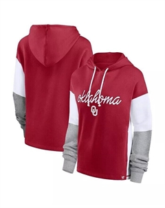 Женский пуловер с капюшоном с цветными блоками малиновый Oklahoma Earlys Play It Safe Fanatics