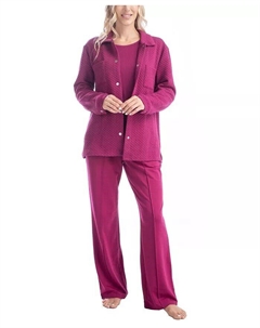 Женский стеганый домашний комплект из трех предметов, фиолетовый Muk luks