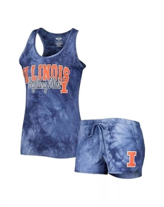Женский комплект для сна с майкой и шортами темно-синего цвета Illinois Fighting Illini Billboard Tie Dye, синий Concepts sport