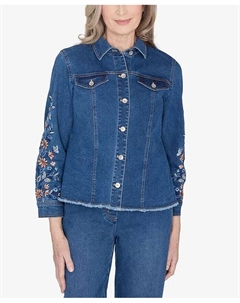 Женская куртка Scottsdale с цветочной вышивкой и бахромой, синий Alfred dunner