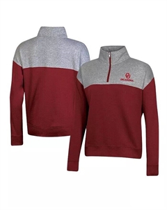 Женский малиновый свитшот с молнией на четверть с цветными блоками Oklahomaooners Champion