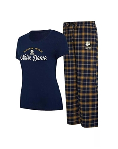 Женский комплект для сна темно-синего цвета, золотой футболки Notre Dame Fighting Irish Arctic и фланелевых брюк, синий Concepts sport