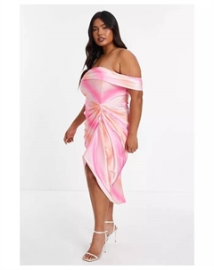 Женское атласное платье-миди Bardot, мультиколор Quiz