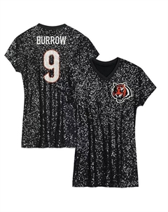 Big Girls Джо Берроу Черное платье с V-образным вырезом и именем игрока Cincinnati Bengals Outerstuff