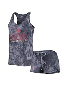 Женский темно-серый комплект для сна с майкой и шортами Arizona Cardinals Billboard с глубоким вырезом и спиной-борцовкой Concepts sport