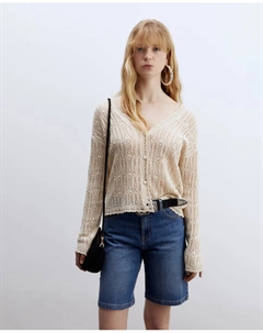 Ажурный жакет с воротником, цвет Crudo Сфера